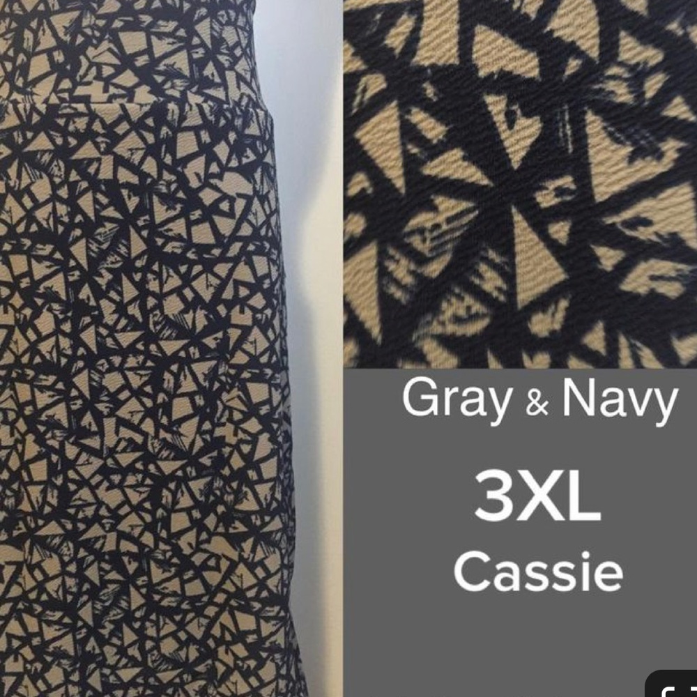 LuLaRoe Blue & Grey 3x Cassie Skirt